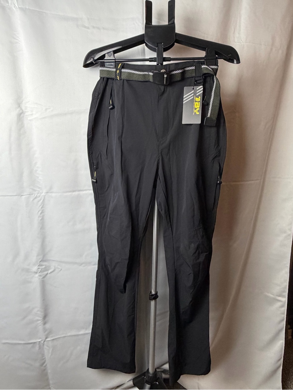Men's Black Outdoor Softshell Pants with Integrated Belt
